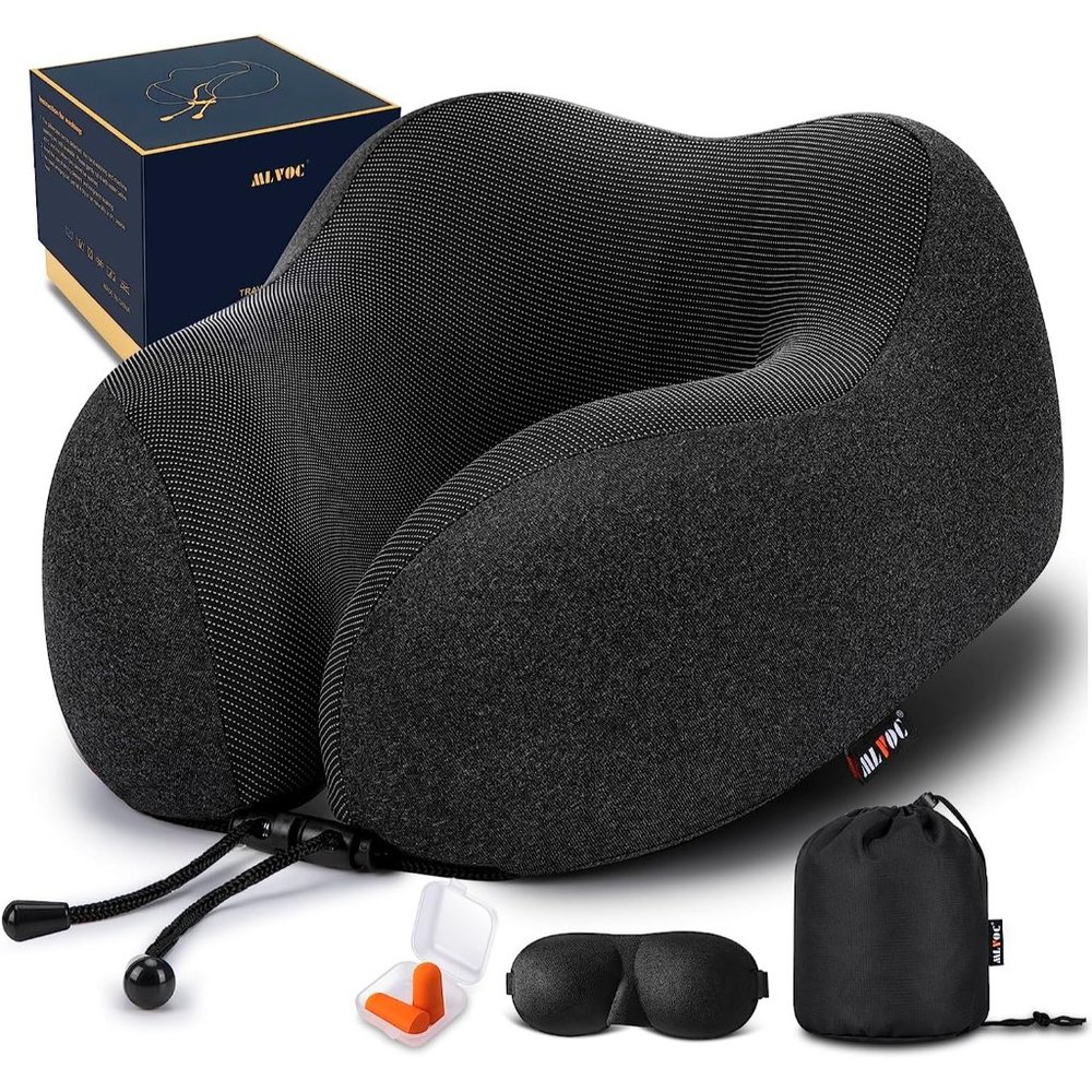 MLVOC Travel Neck Pillow Comfortable & Breathable Cover  Machine Washable
